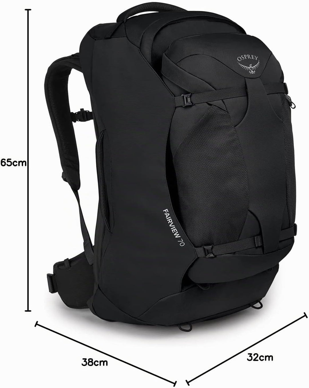 Osprey Damen Fairview Unisex Reiserucksack Rucksack (1er Pack) O/S - Fassungsvermögen 70L Schwarz, O