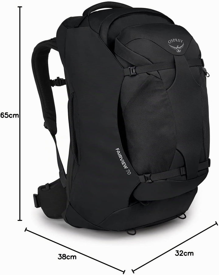 Osprey Damen Fairview Unisex Reiserucksack Rucksack (1er Pack) O/S - Fassungsvermögen 70L Schwarz, O