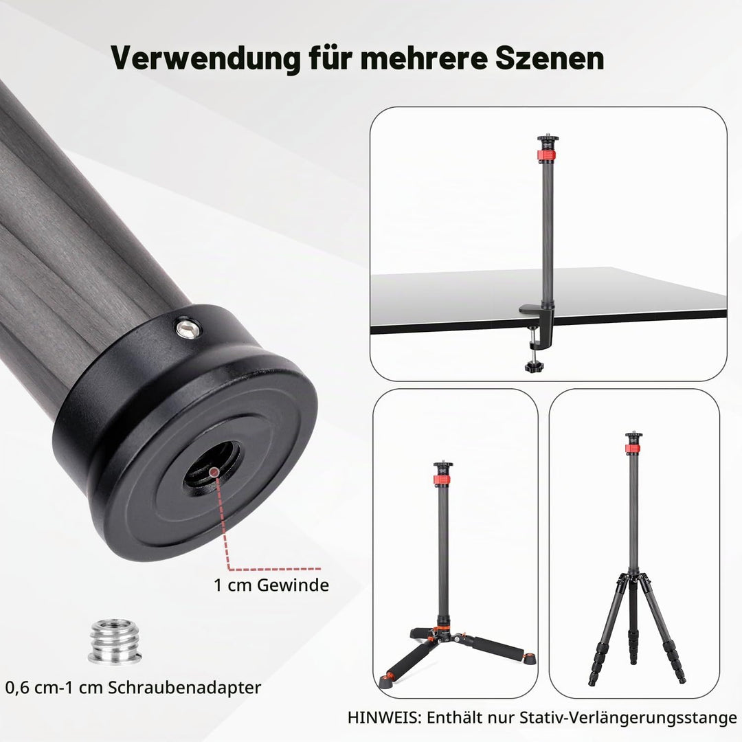 Koolehaoda Stativverlängerung, Mittelsäulenverlängerung 70cm Stativverlängerungsrohr aus Carbonfaser