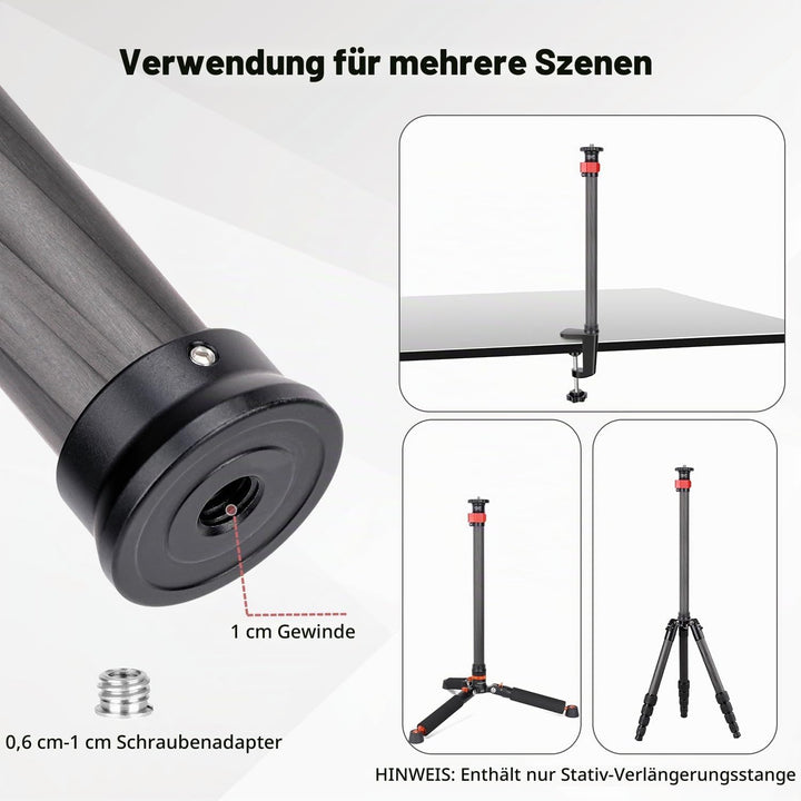 Koolehaoda Stativverlängerung, Mittelsäulenverlängerung 70cm Stativverlängerungsrohr aus Carbonfaser