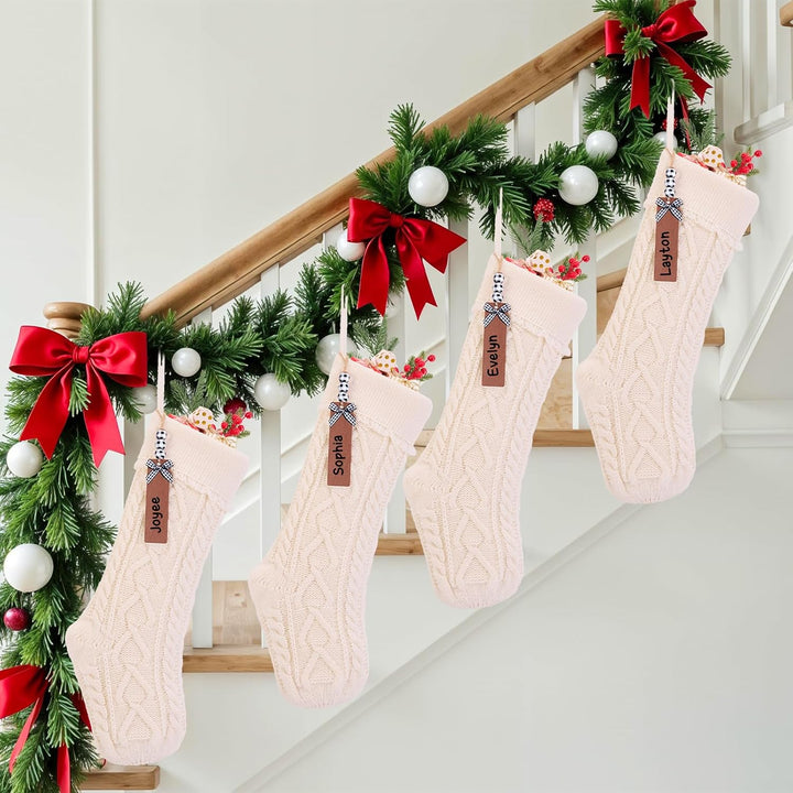 Weihnachtsstrümpfe, Kamin, Weihnachtsbaumschmuck, Ornamente für Urlaub, Familie, Freunde, Weiss, 4 S