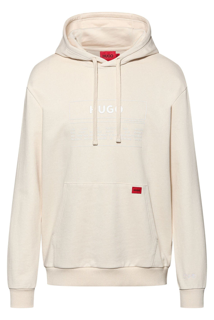 HUGO Herren Debster Relaxed-Fit Hoodie aus Bio-Baumwolle mit Manifesto-Logo Hellbeige XXL