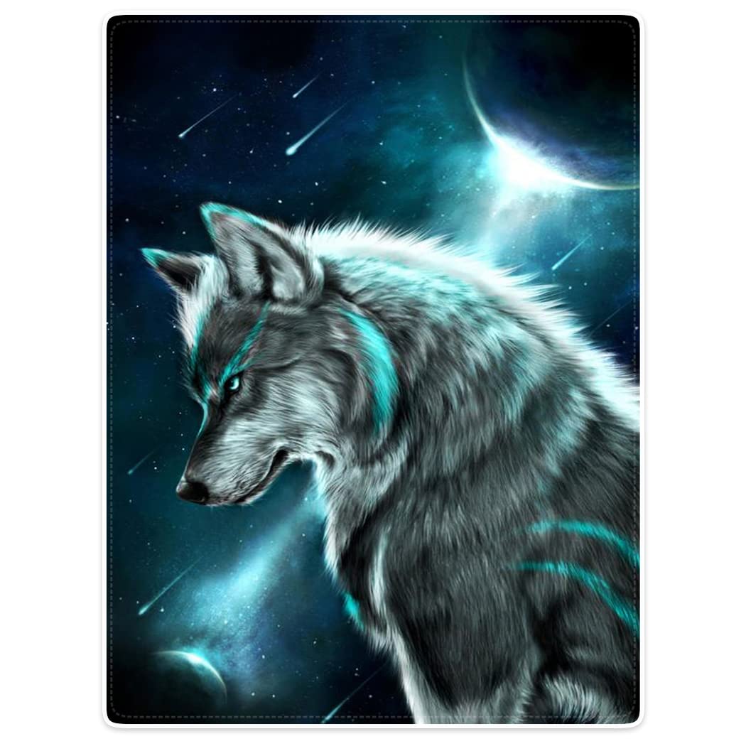 Violetpos 150 x 200 cm Flanell Decke Weich Fleecedecke Kuscheldecken SanftBettüberwurf Wolfslord Pop