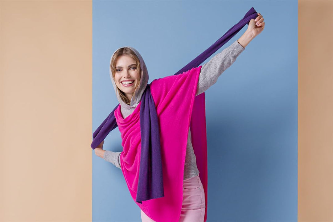 Dalle Piane Cashmere - Poncho aus 100% Kaschmir - Made in Italy - für Frau Einheitsgrösse Blau, Einh