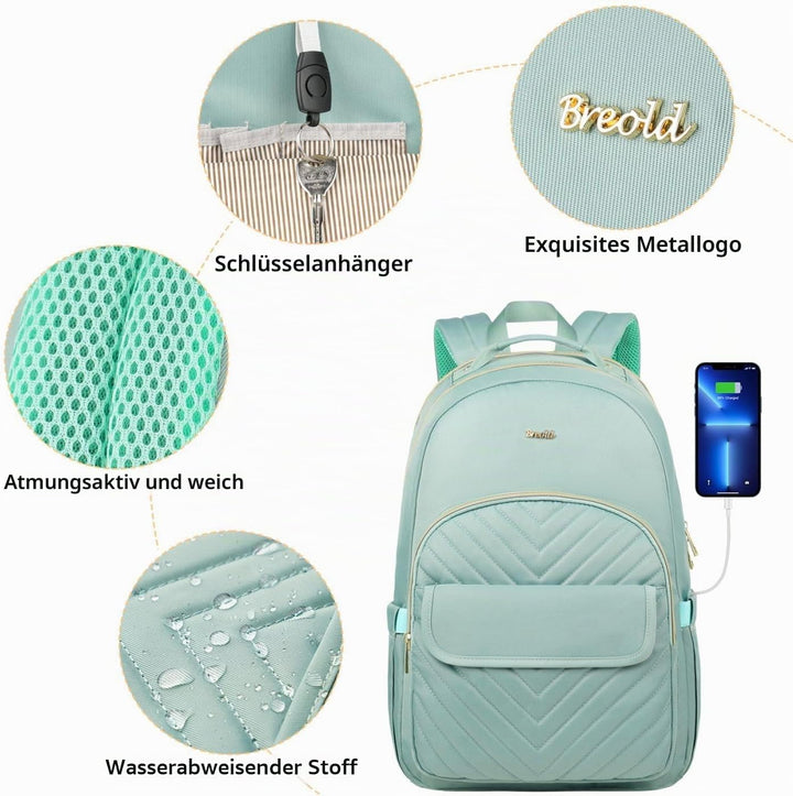 Rucksack Schule Mädchen Rucksack Damen,Schultasche Frauen Schulranzen 15.6 Zoll für Universität Stud