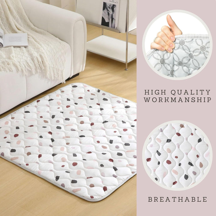 Gesteppte Krabbeldecke Baby 127cm, Konfetti – extra Dicke 1,5cm weiche Baby Krabbelmatte – Baby Spie