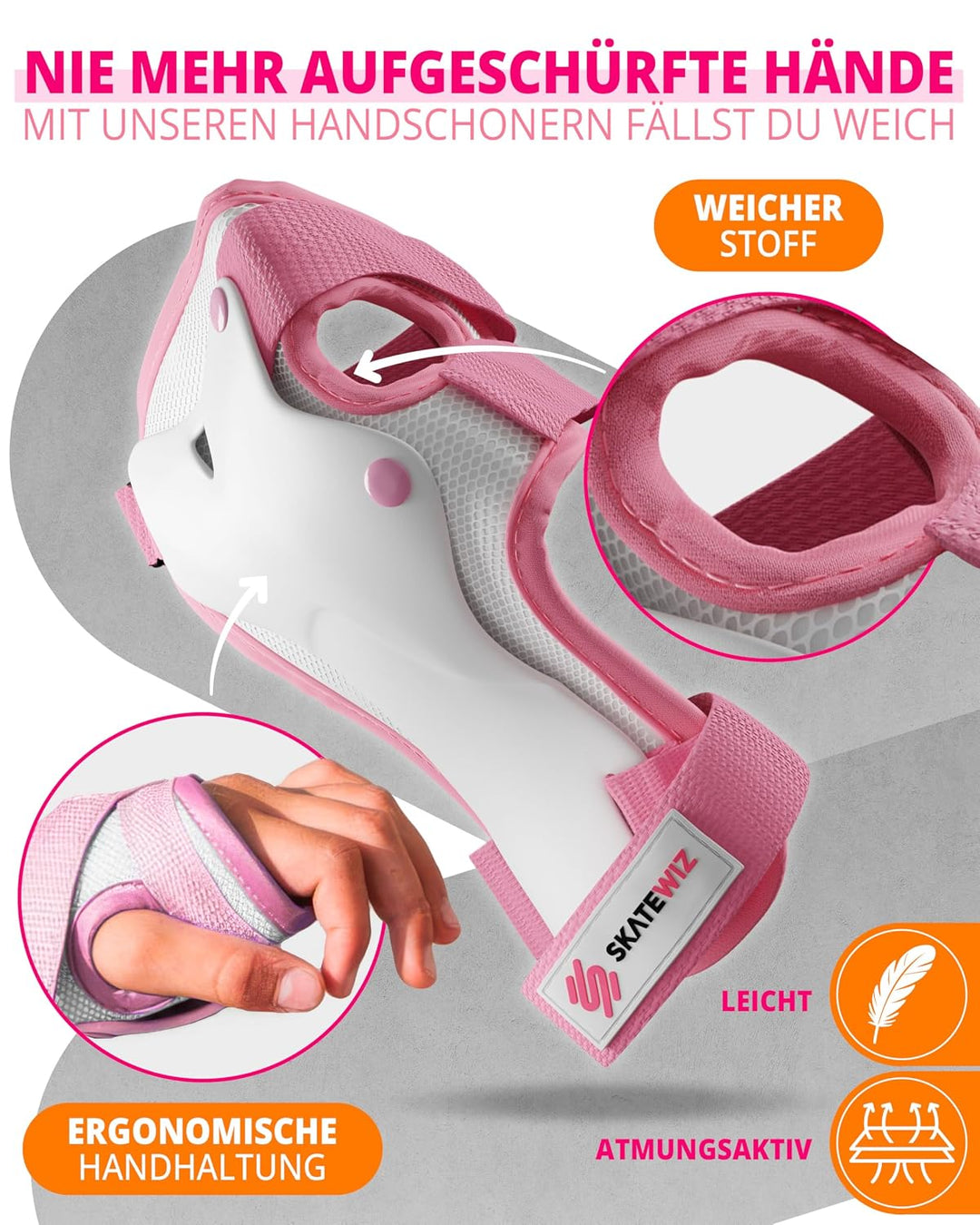 SKATEWIZ Skate Protektoren für Kinder &amp; Erwachsene in 6 Farben - Knieschützer Kinder Set [6pc] SMASH