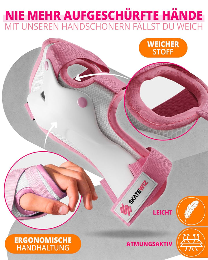 SKATEWIZ Skate Protektoren für Kinder &amp; Erwachsene in 6 Farben - Knieschützer Kinder Set [6pc] SMASH