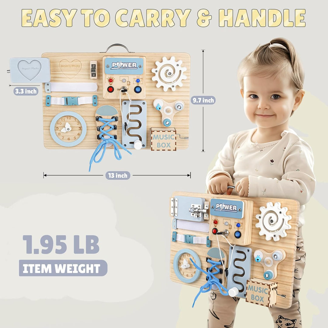 Joyreal LED Montessori Busy Board - Motorikbrett ab 18M+ Monate Activity Board Motorikboard Montesso
