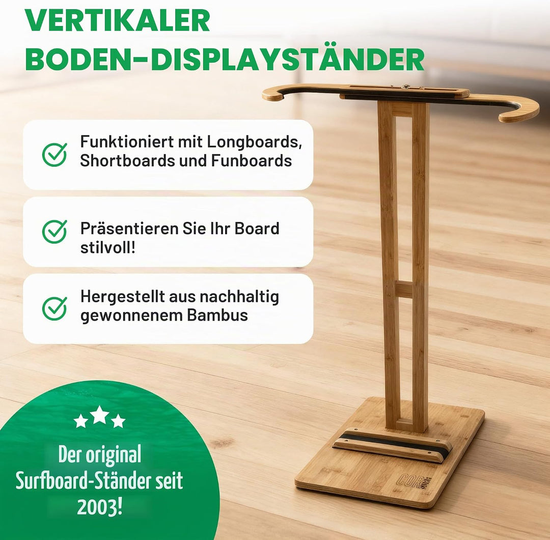 COR Surf Bambus-Surfbrettständer | Premium-Ständer zum Präsentieren Ihres Bretts