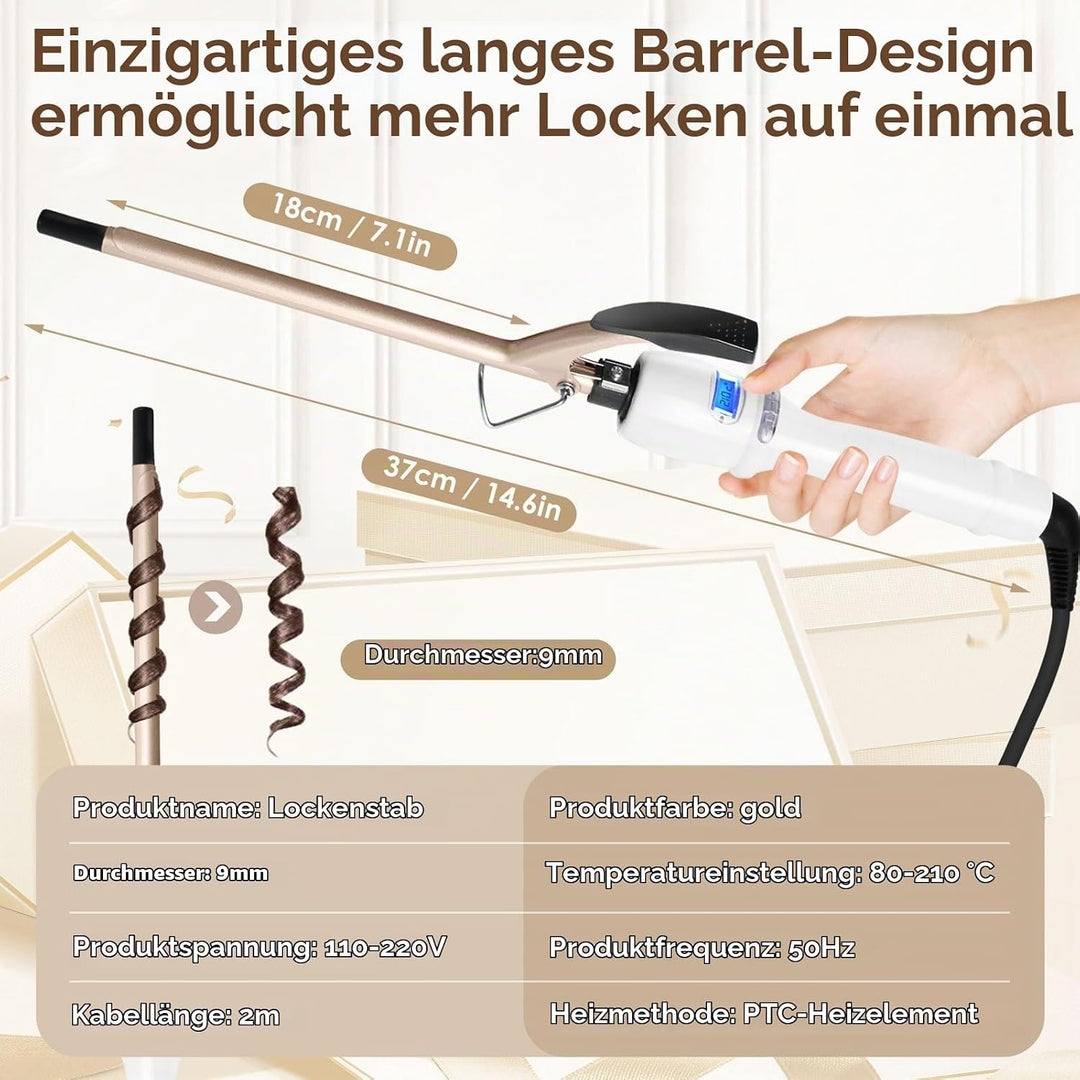Unipampa 9mm Mini Lockenstab, Lockenstab Kleine Locken, Professional Keramischer lockenwickler 80-21