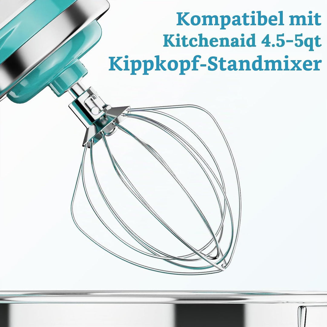 Edelstahl Schneebesen für KitchenAid Zubehör, Peitsche für KitchenAid Schneebesenaufsatz, 4,5–5 qt m