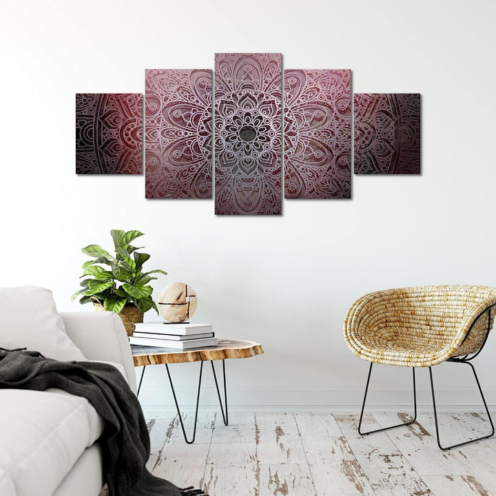 Runa Art - Bilder Mandala 200 x 100 cm 5 Teilig XXL Wanddekoration Design Violett Lila 101251a 200 x