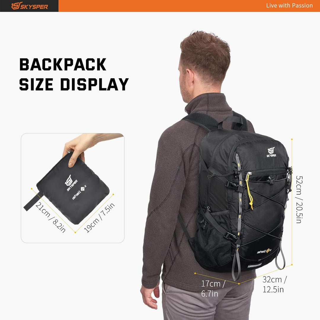 SKYSPER ISHELL 30 Faltbarer Rucksack 30L Ultra-leicht Tagesrucksack Verstaubar Daypack Wasserfest Wa