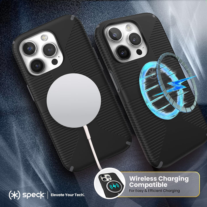 Speck iPhone 15 Pro Hülle – Gebaut für MagSafe, Fallschutzgriff – Kratzfest, weiche Haptik, 6,1 Zoll