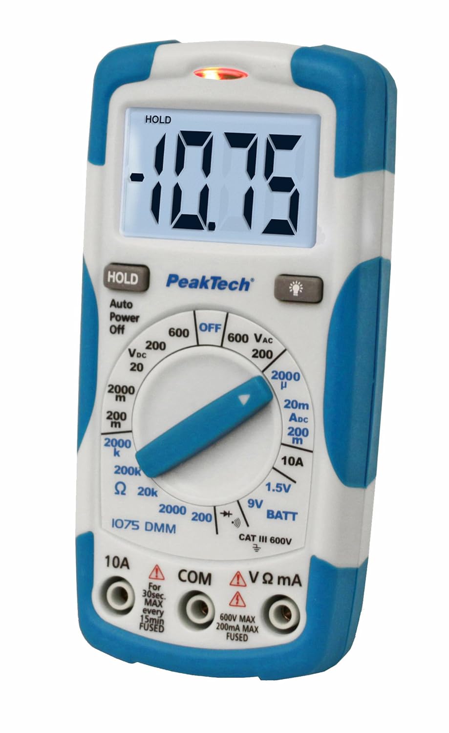 PeakTech 3B Scientific Digital-Multimeter 600V AC/DC - 10A (P1075), Blau, Weiss Single, Single
