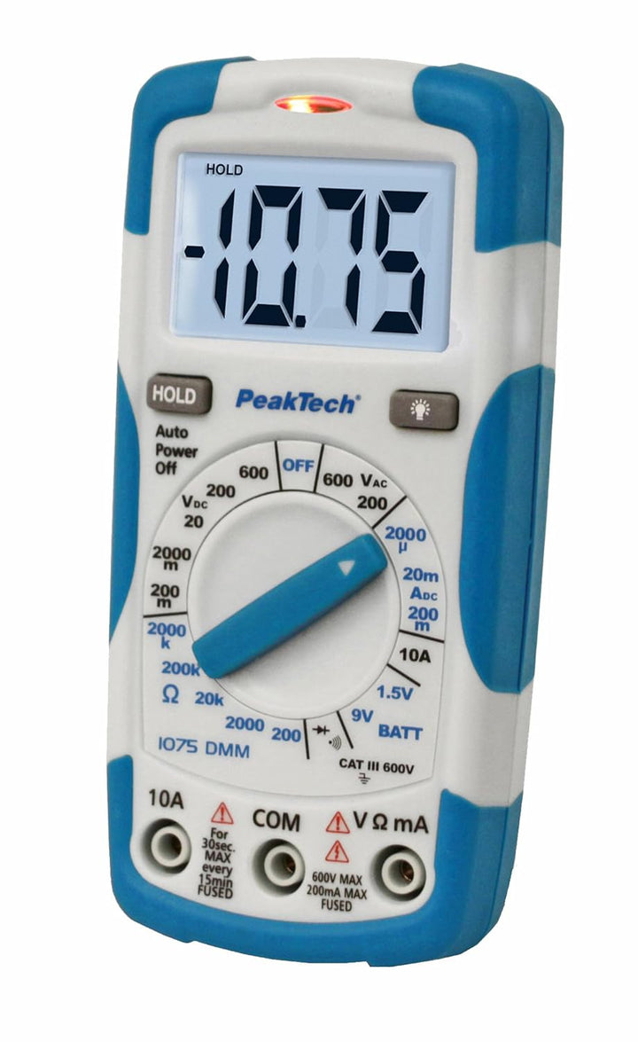 PeakTech 3B Scientific Digital-Multimeter 600V AC/DC - 10A (P1075), Blau, Weiss Single, Single