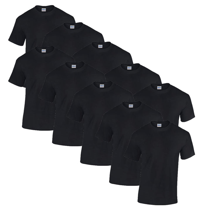 Gildan Unisex T-shirt aus Schwerer Baumwolle Mehrfarbig ,Stil G5000 T-Shirt M 10x Schwarz + 1 Hl-kau