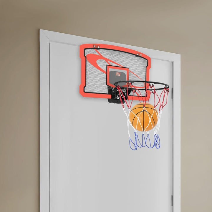 Kinder Basketballkorb Indoor für Tür & Wand, Mini Basketball Set mit Elektronischer Anzeigetafel, 2