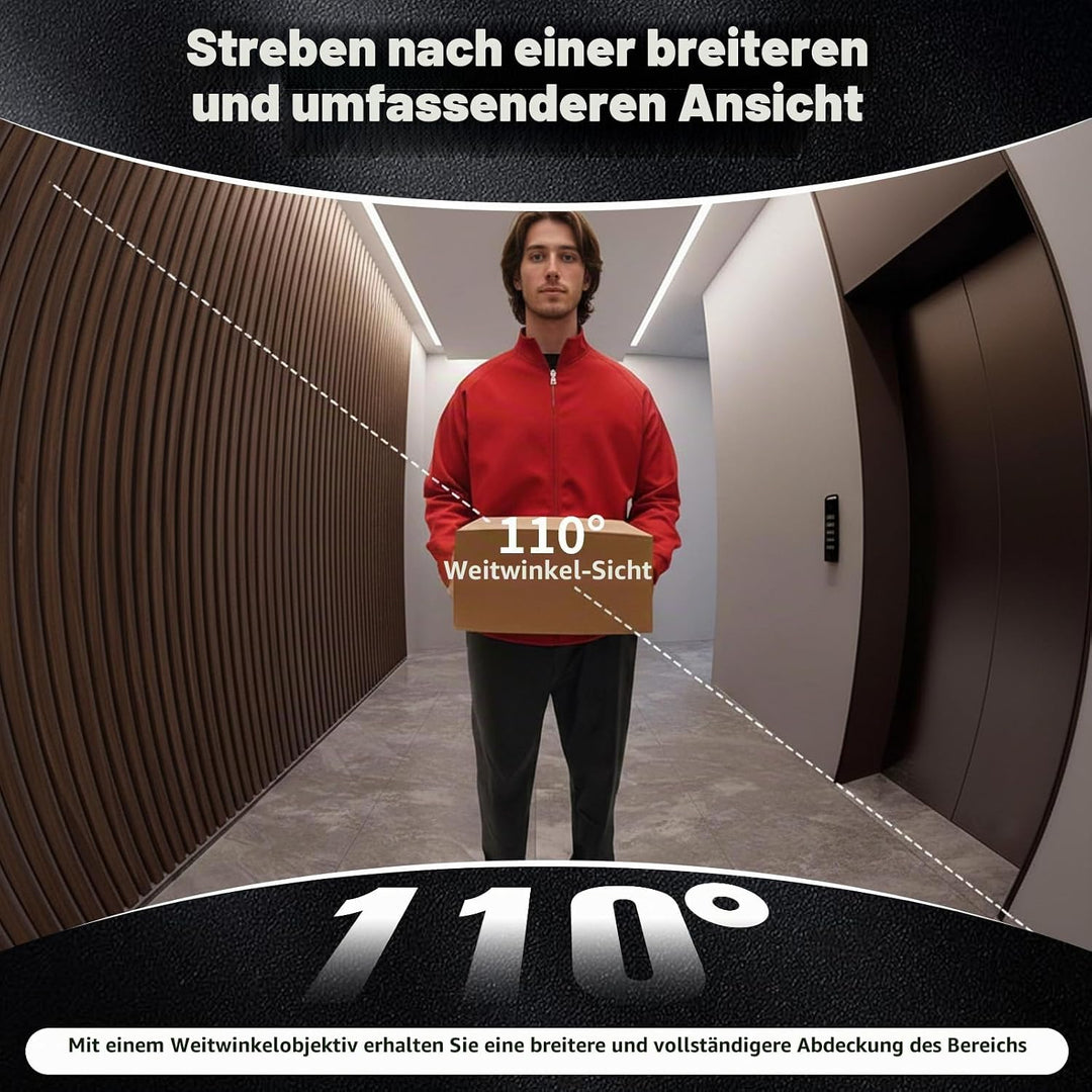 Türklingel mit 4,3 Zoll Monitor und Kabellose Kamera – Video Türklingel ohne WLAN, 2-Wege-Audio HD K