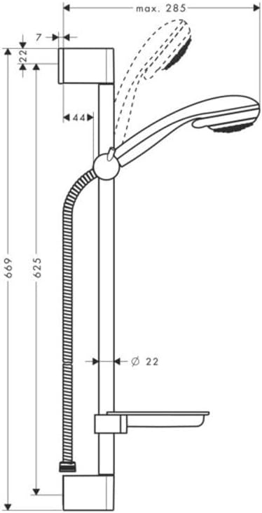hansgrohe Crometta 85 Duschset (0,65 m, 2 Strahlarten mit Seifenablage) Chrom 2 Strahlarten mit Seif