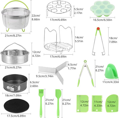 HOMGEN Schnellkochtopf Zubehör 18 Stück 5.3-6.8Qt Netz Dampfkorb Pfanne Untersetzer Eierregal Ofenha