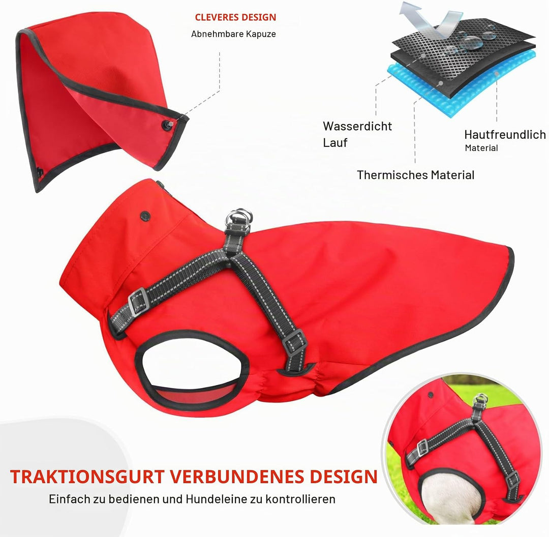 Mosucoirl Hunde Regenmantel Wasserdichter Hunde Kapuzenpullover Reflektierender Regenmantel mit Kapu