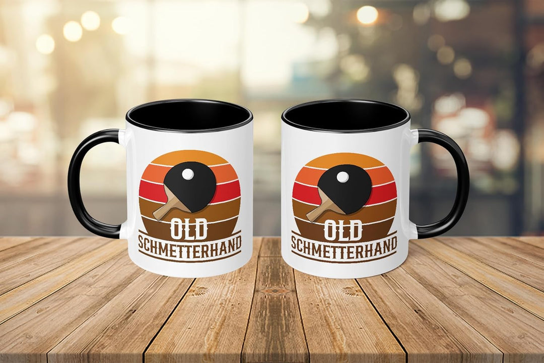 Lustige Tischtennis Tasse | Old Schmetterhand Retro Design | Geschenkidee für Ehemann, Vater, Opa Sc