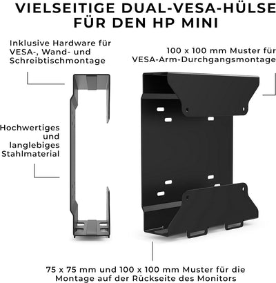 HumanCentric Halterung kompatibel mit HP Mini, ersetzt Dual-VESA-Hülle für HP Mini Desktops v3 13L68