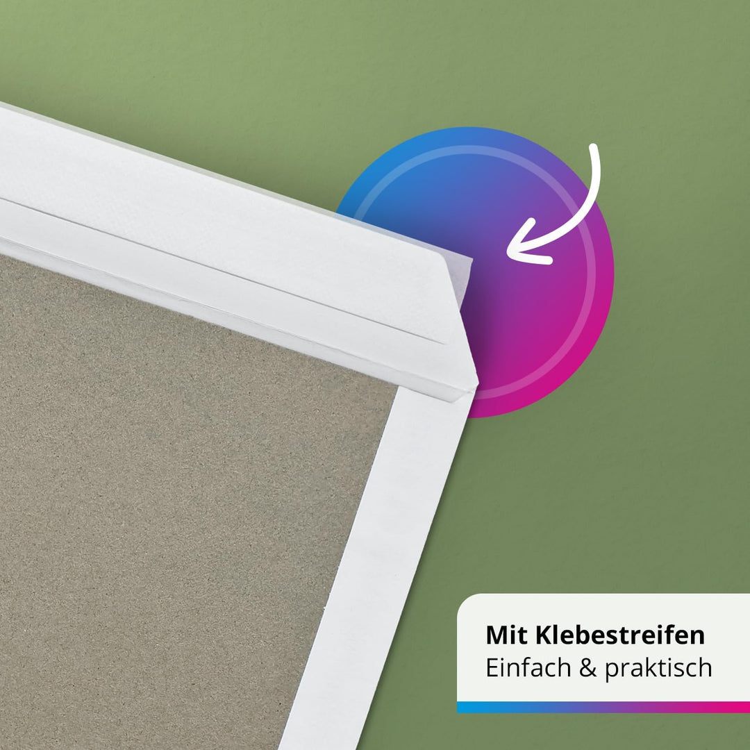 Briefumschläge mit Fenster DIN C4 weiss Papprückwand | 25 Stück | selbstklebend | Versandtaschen PRE
