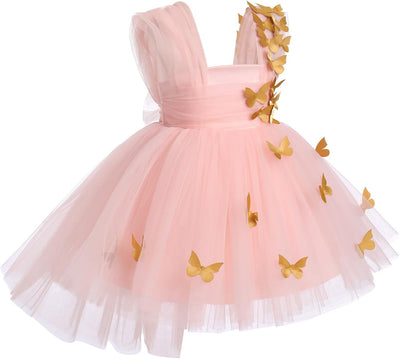 FYMNSI Baby Mädchen Prinzessin Kleid Blumenmädchenkleid Taufkleid Kleinkinder Schmetterling Festlich