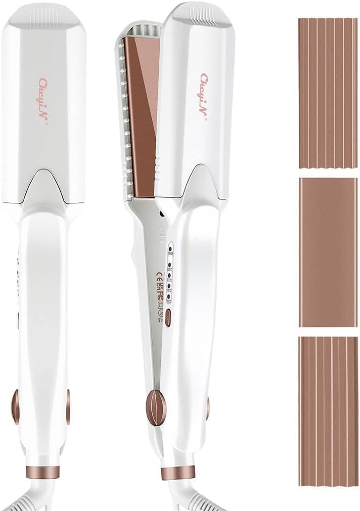 CkeyiN Kreppeisen für Haare,3 in 1 Haarglätter Glätteisen Keramik,Multistyler Glätteisen Set Wellene