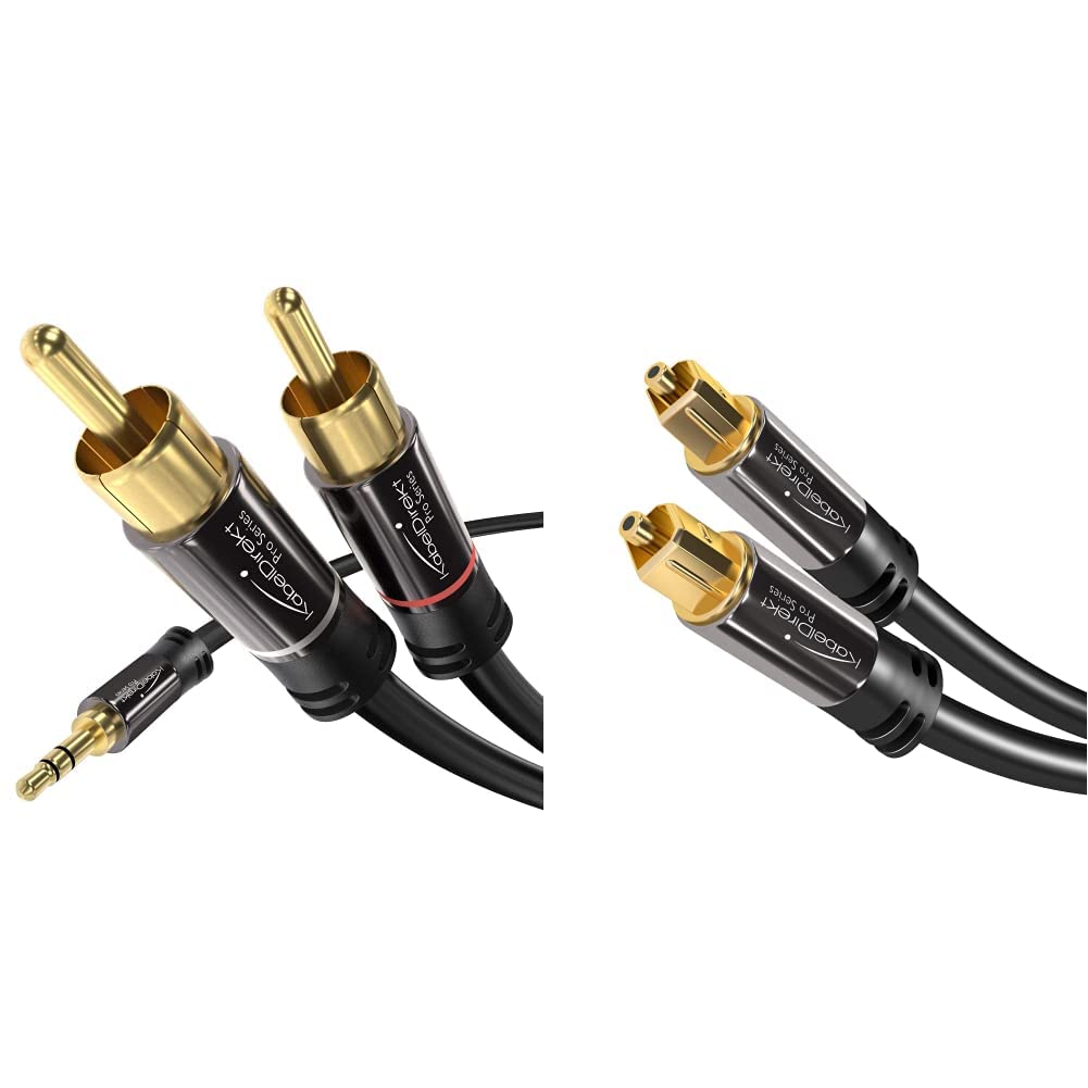 KabelDirekt - 3.5mm 2 Cinch Y Kabel - 3m - (3.5mm > 2 RCA, Klinke auf Cinch) - PRO Series &amp; Optische