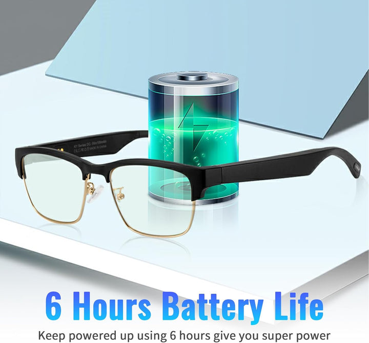 Bluetooth Smart Audio Brille, Alexa Sprachassistent Steuerung mit offenem Ohr Sound Blaulicht Sonnen