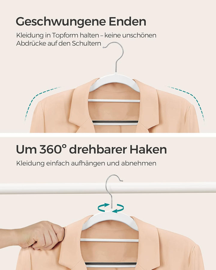 SONGMICS Kleiderbügel 50er Set, Bügel aus Kunststoff, rutschfest, platzsparend, Dicke 0,5 cm, 42 cm