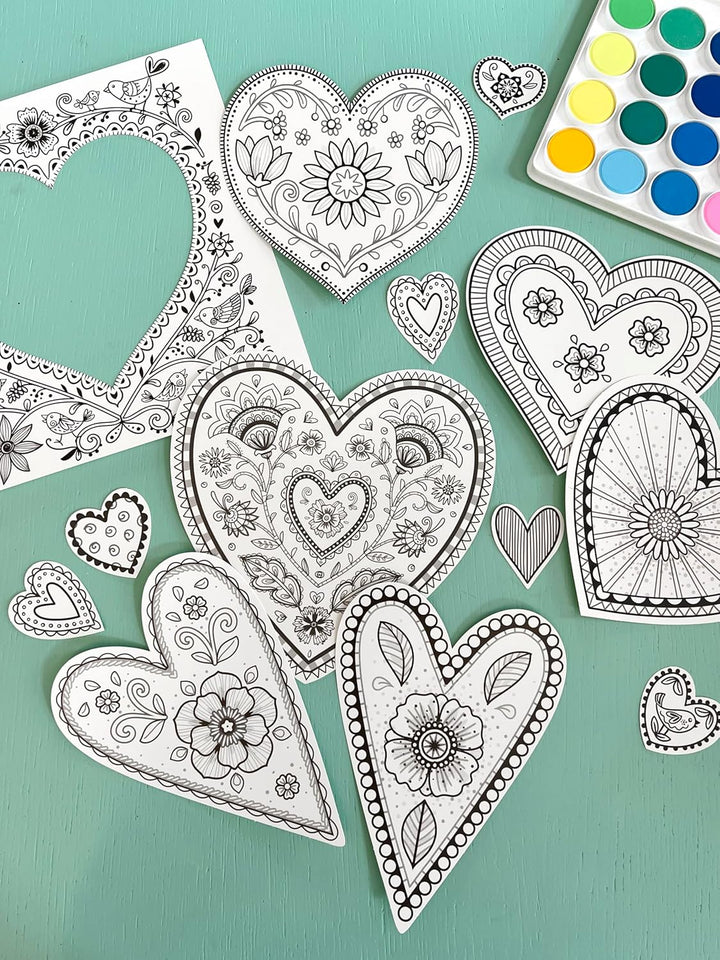 Bine Brändle - Bunte Herzen Bastel-Set - zum Ausmalen und Dekorieren