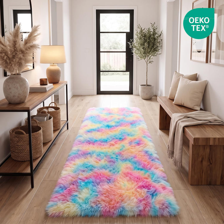 MARATIP Plüsch Teppich,Flauschiger Teppich Rund,grosse Grösse modernes Wohnzimmer,Kinder Mädchen,wei