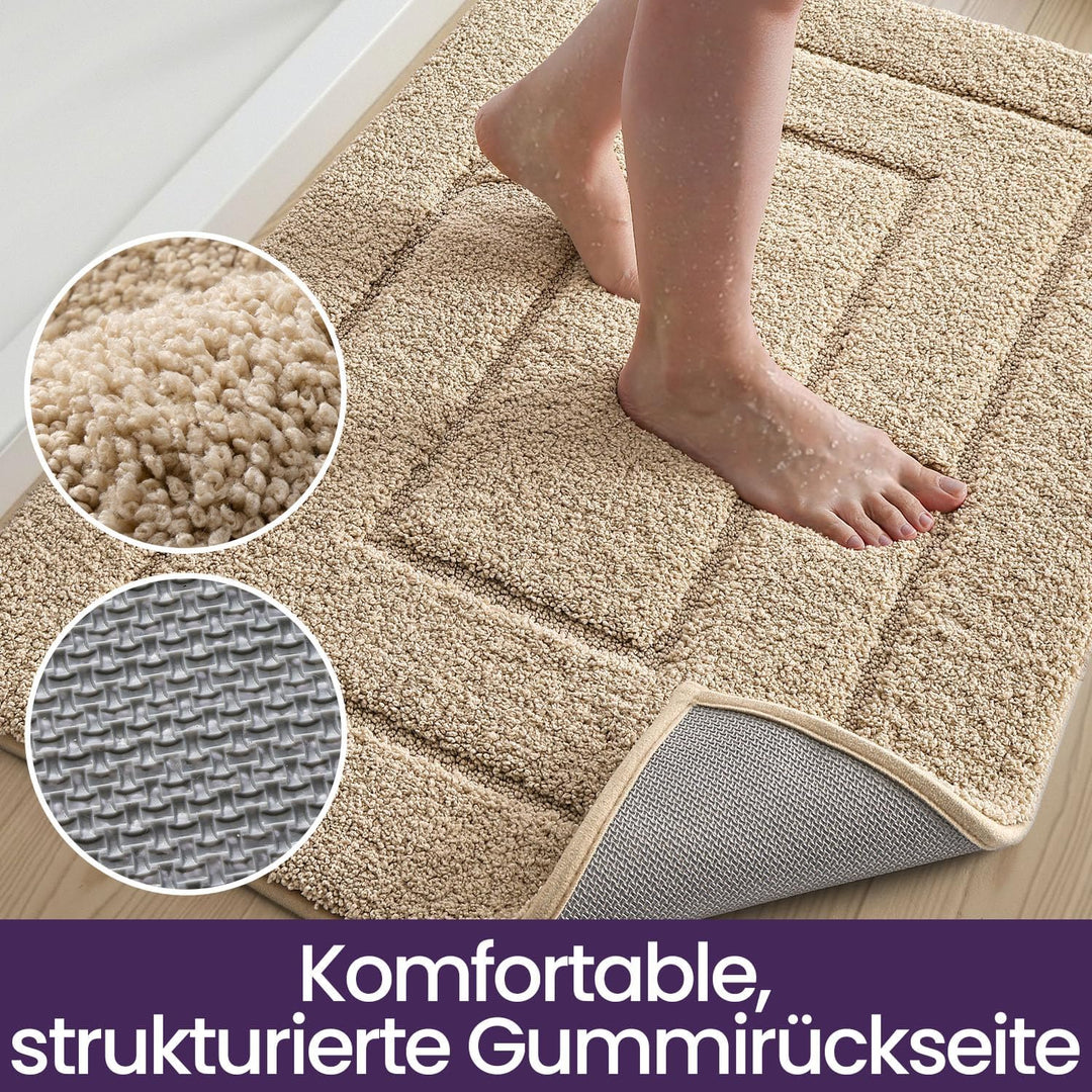 DEXI Badematte rutschfeste, weicher Mikrofaser Badezimmerteppich, saugfähiger Badteppich, maschinenw