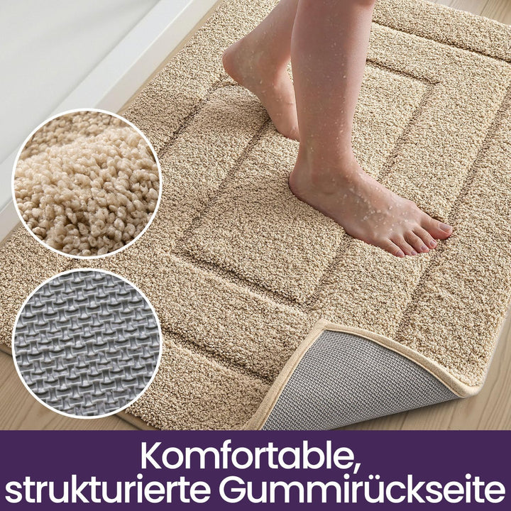 DEXI Badematte rutschfeste, weicher Mikrofaser Badezimmerteppich, saugfähiger Badteppich, maschinenw