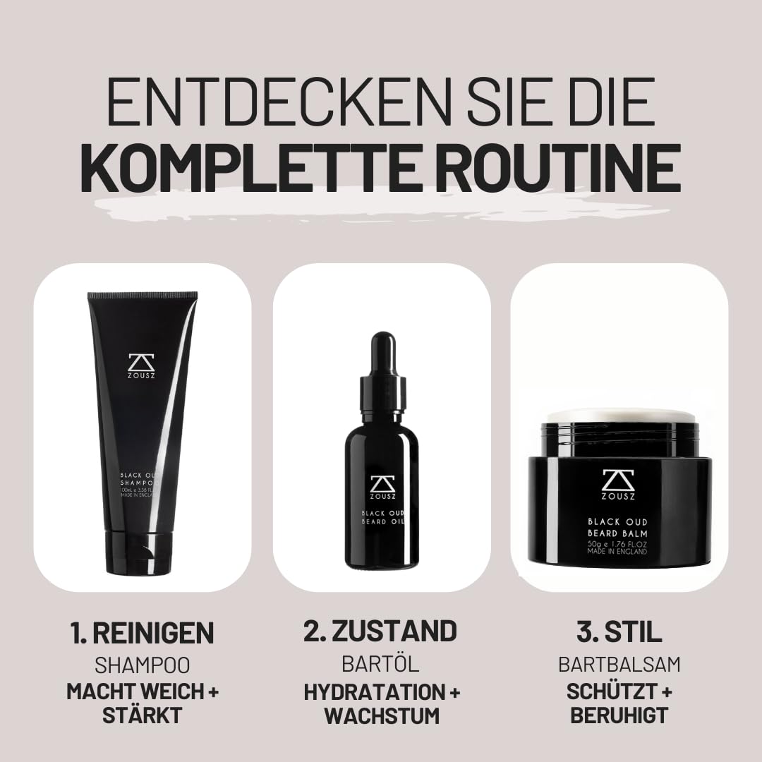 ZOUSZ Black Oud Bartöl für Männer, Feuchtigkeitscreme und Spülung für den Bart, nicht fettendes äthe