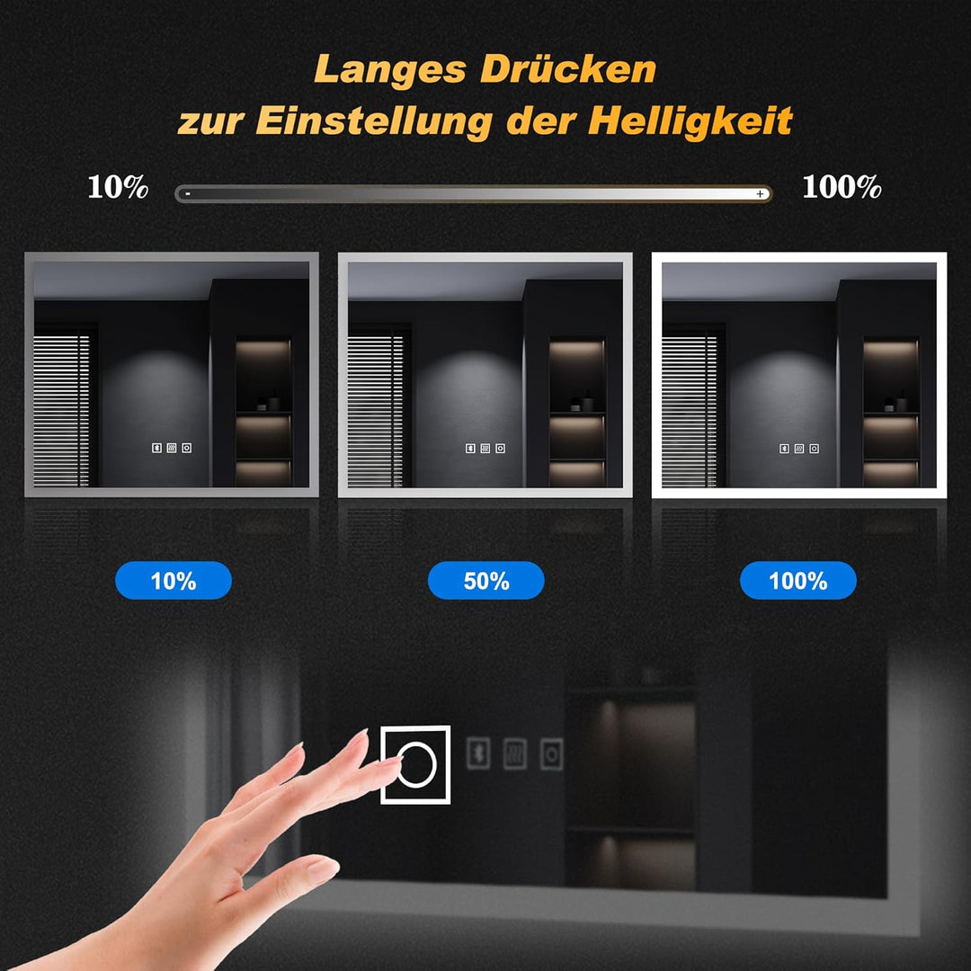 SONNI Badspiegel mit Beleuchtung 60X50 cm, Wandspiegel mit Bluetooth Lautsprecher, Anti-Beschlag LED