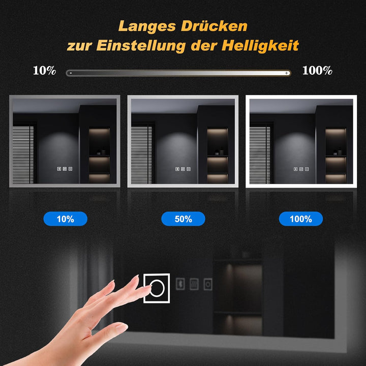 SONNI Badspiegel mit Beleuchtung 60X50 cm, Wandspiegel mit Bluetooth Lautsprecher, Anti-Beschlag LED