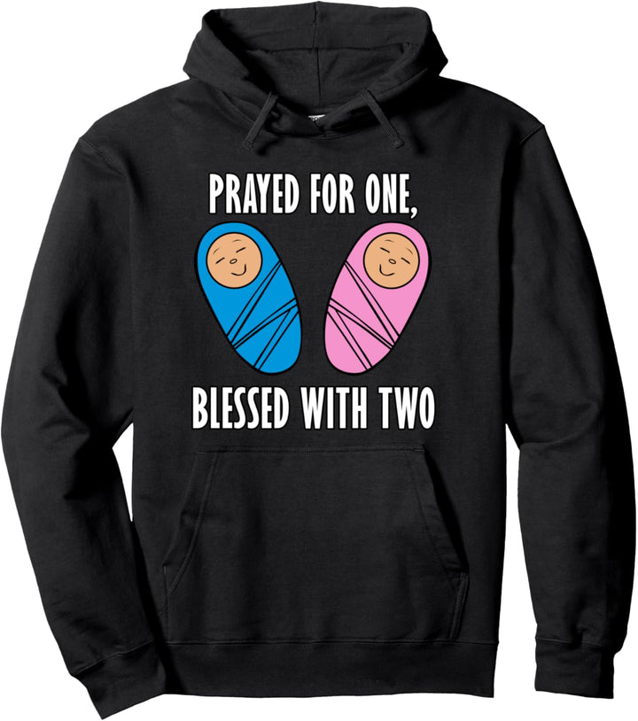 Gesegnet mit Zwillingen Niedliches Baby Werdende Eltern Pullover Hoodie