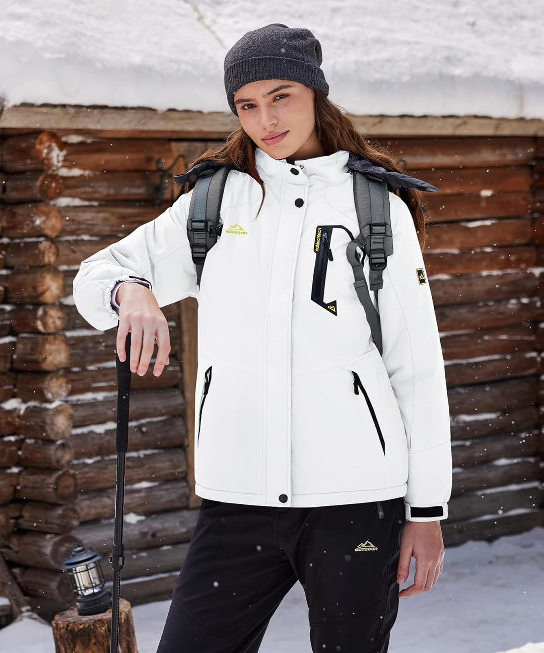 TACVASEN Damen Übergangsjacke Warm Winterjacke Gefüttert Wanderjacke Ski Jacket mit Wasserdichtem Re