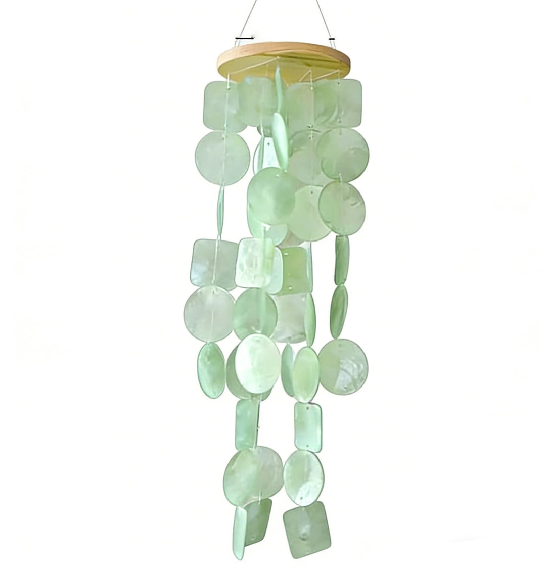 Muschel Windspiel aus echten Capiz Muscheln, Boho Deko Hängend für Balkon Garten Terrasse, 45 cm Win