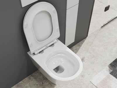 SSWW | Hänge-WC mit abnehmbaren WC-Sitz, weiss, spülrandlose Toilette, Nanobeschichtung & Absenkauto