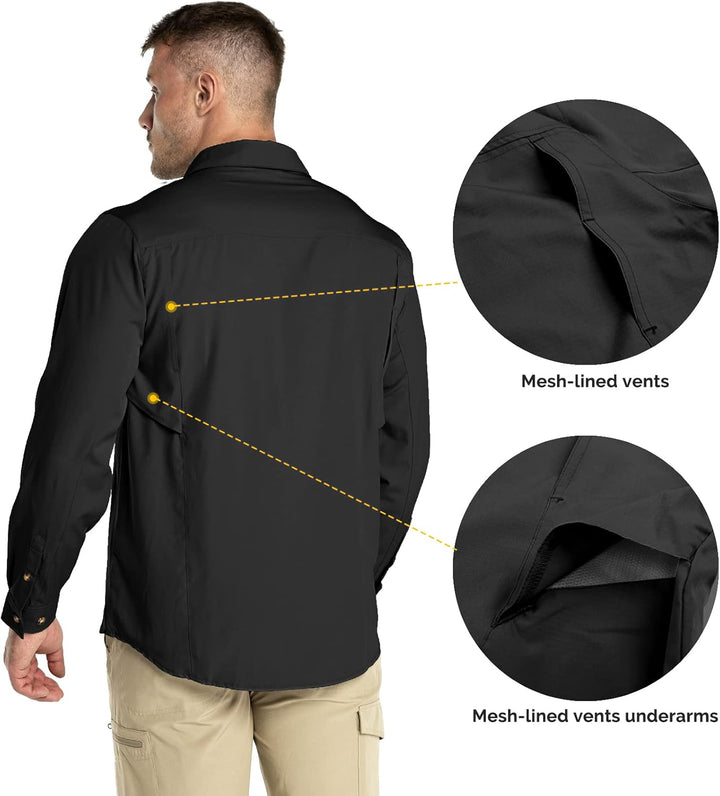 Outdoor Ventures Hemd Herren Freizeithemd Langarm Outdoor Shirt Atmungsaktive Schnell Trocknende Fun