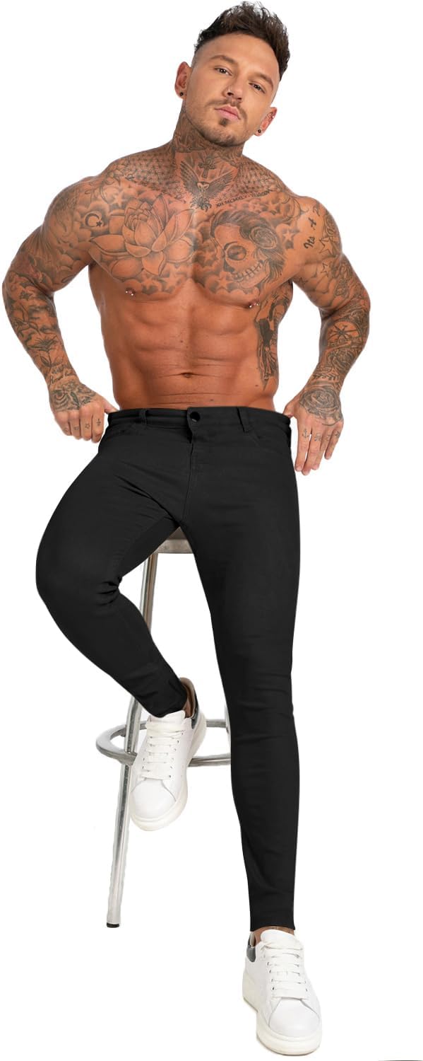 Skinny Jeans Herren Slim Fit Super Stretch Denim Hose Tapered 4 Seasons Herrenjeans, 28W / 30L Schwa