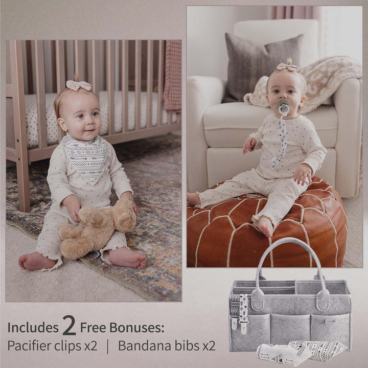 PUTSKA Windelorganizer Baby Windelcaddy Filztasche tragbar mit verstellbaren Fächern | Ultra Mobile