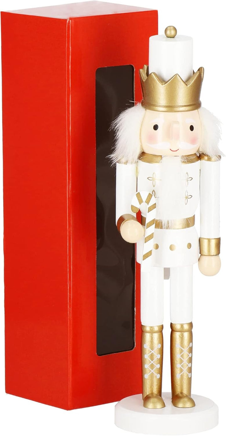 SPRINGOS Dekofigur Nussknacker Figur aus Holz König mit Krone 30,5 cm Weihnachtsdekoration Holzfigur